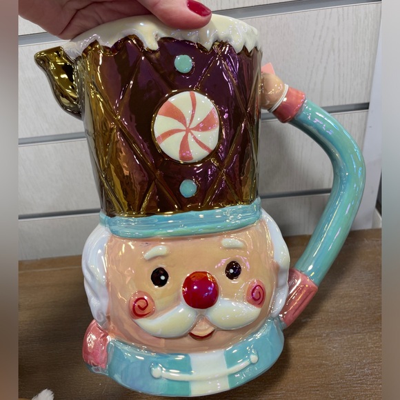 Pink Christmas Nutcracker Saluting Iridescent Extra Tall Pitcher NWT - Picture 2 of 5
